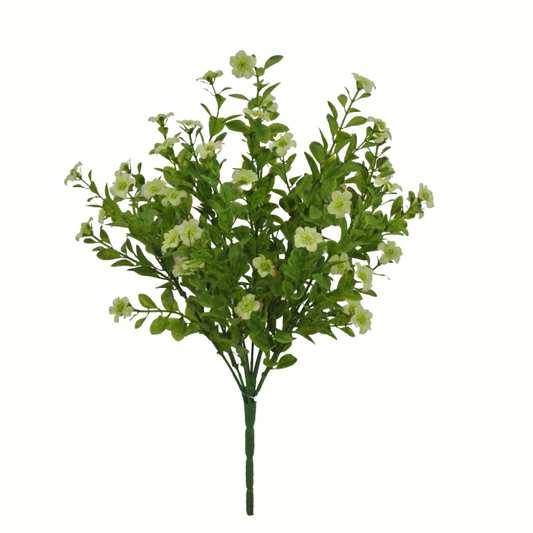17" Green Artificial Filler Bush – 9-Stem Silk Flower Pick for Spring Bouquets, Wreaths & DIY Décor-82396-GN