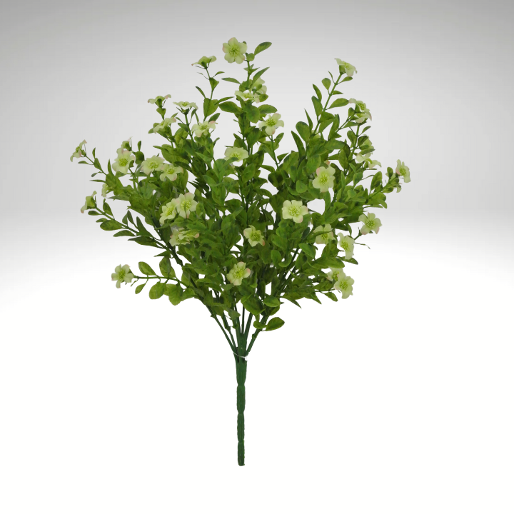 17" Green Artificial Filler Bush – 9-Stem Silk Flower Pick for Spring Bouquets, Wreaths & DIY Décor-82396-GN
