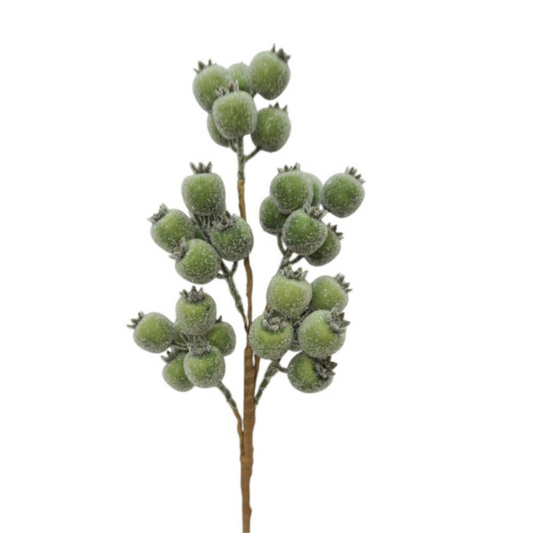 21" Green Iced Berry Spray – Artificial Frosted Berry Stem-255738 Direct Export