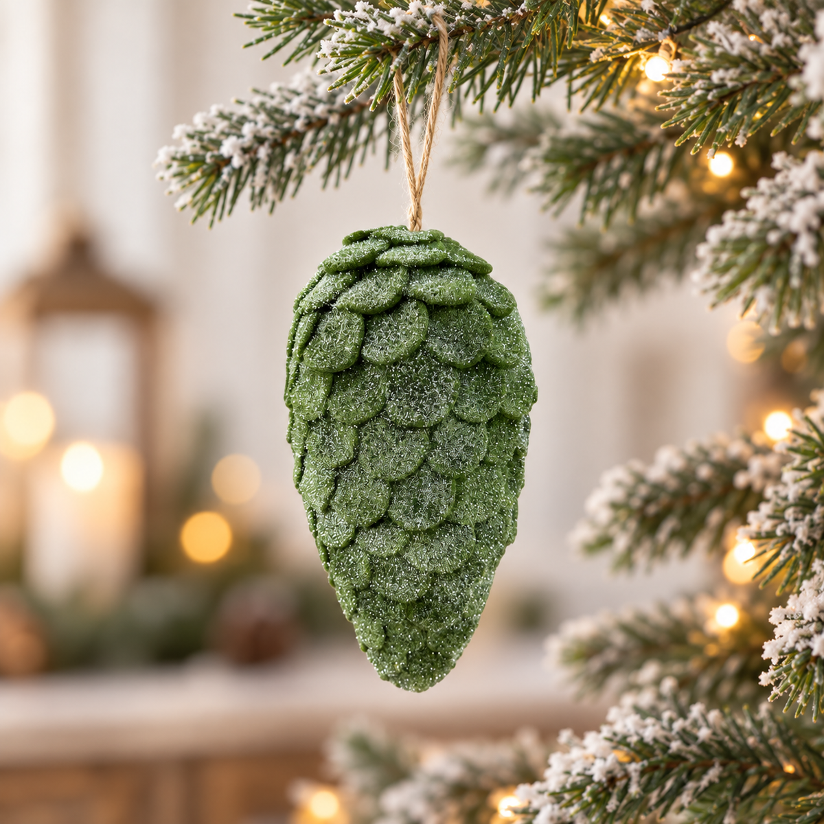 Green Felt Glitter Pinecone Ornament 9"-86360GN Liberty Floral