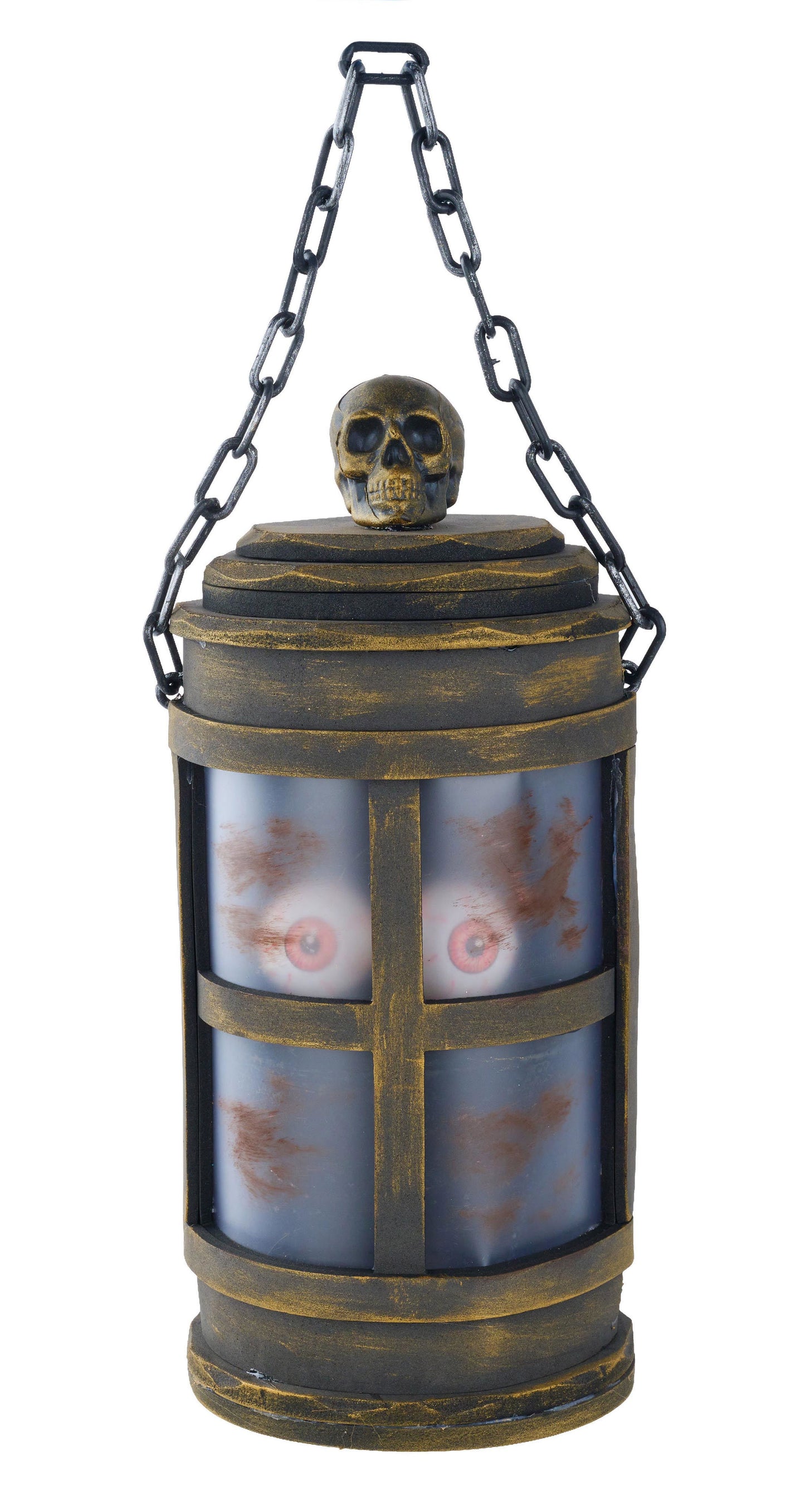 12" Eyeball Lantern with USB Lights – Antique Gold & Black Halloween Prop | TCT Crafts I HH7532