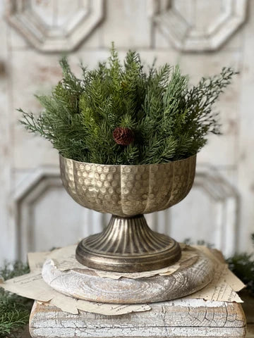 Mercuresque Metal Compote 6" - Textured Fluted Bowl-HM7888 Lancaster & Vintage