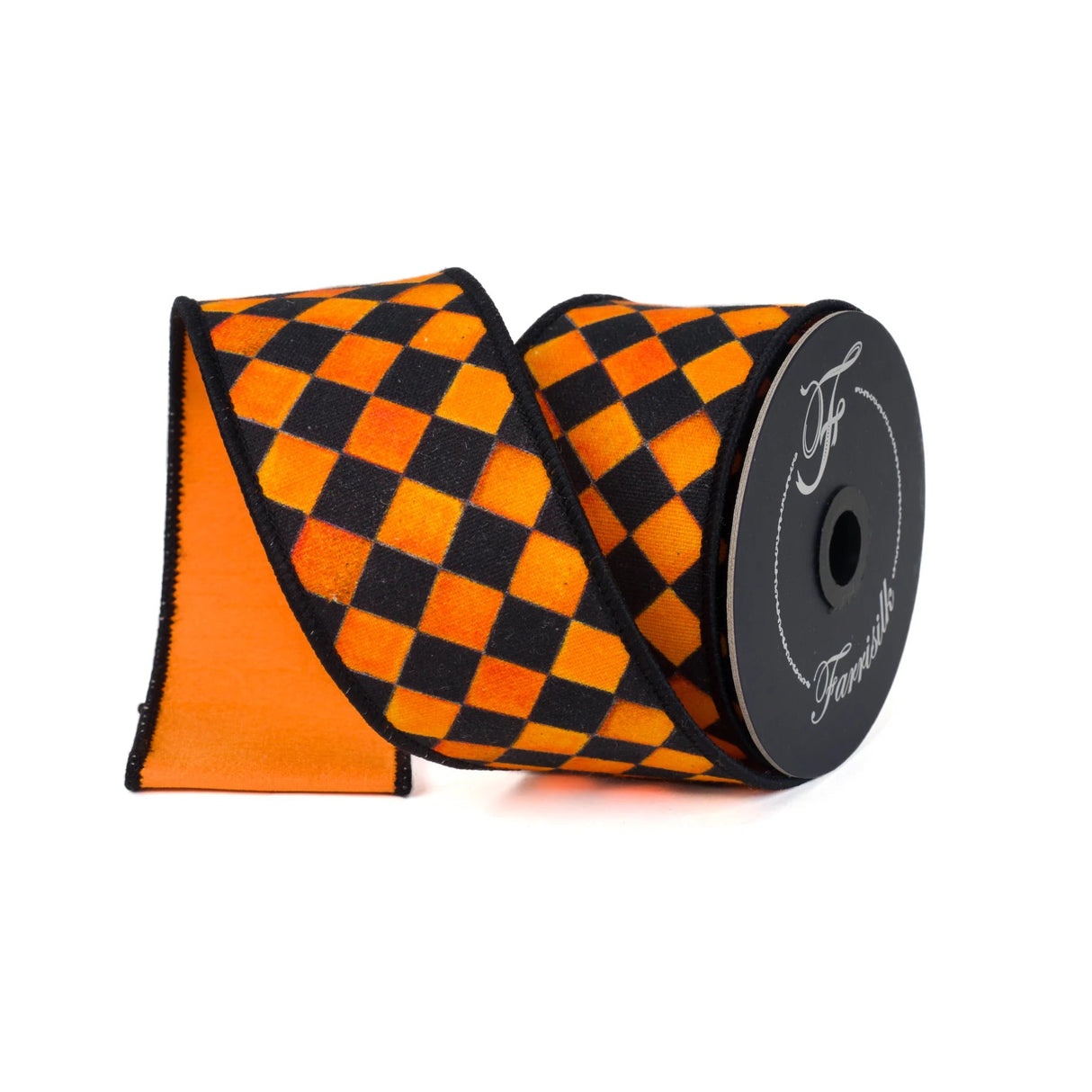 Farrisilk Orange Sketch Check Wired Ribbon 2.5 Inch 10 Yards Farrisilk
