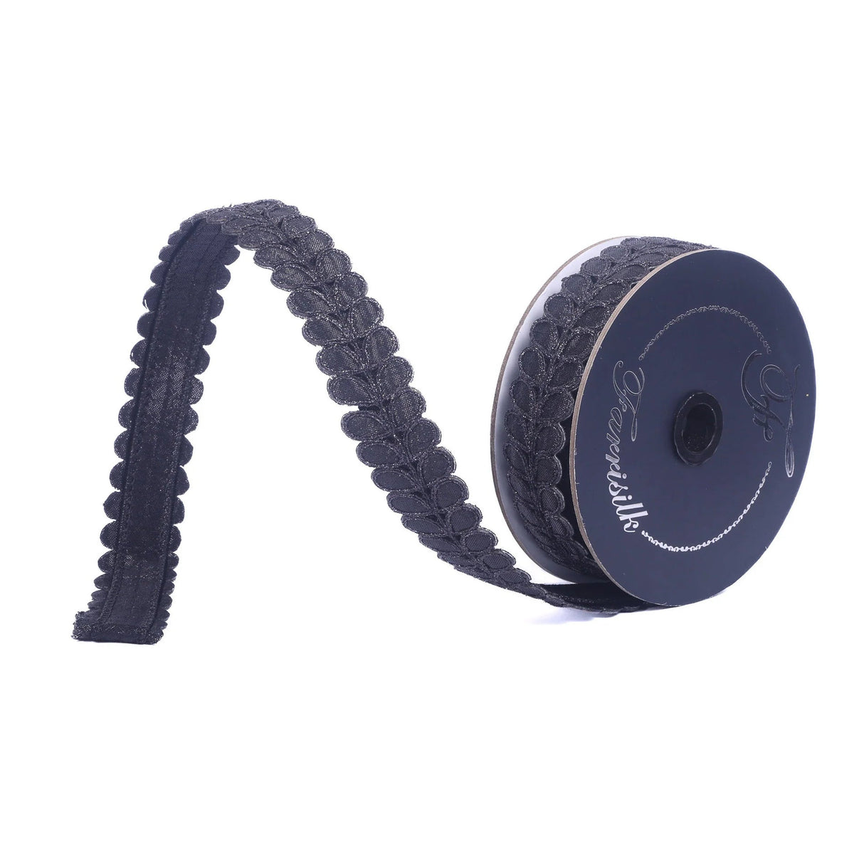 Farrisilk Black Wired Ribbon 1 Inch 5 Yards-HR067-92 Farrisilk