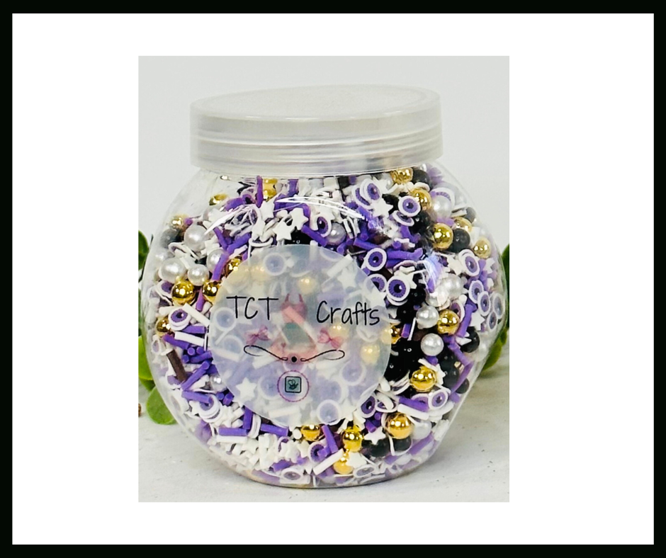 150g Purple Eyes Halloween Polymer Clay Sprinkle Mix - Ideal for Fake Bakes, Clay Art, Slime - Spooky, Mysterious, and Festive TCTCrafts