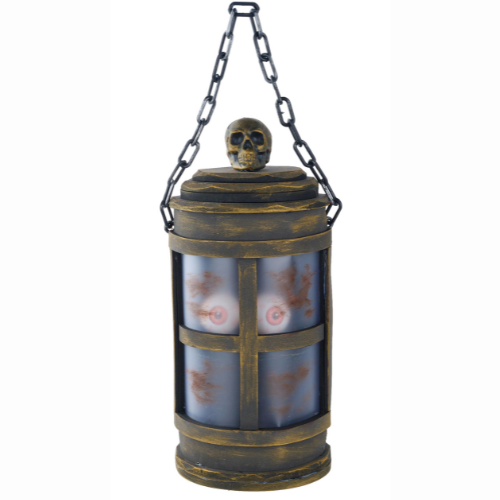 12" Eyeball Lantern with USB Lights – Antique Gold & Black Halloween Prop | TCT Crafts I HH7532