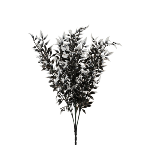 17.25" Black & White Halloween Plastic Leaf Bush – Spooky Decorative Stem | TCT Crafts -HH129850