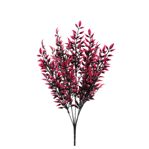 17.25" Black & Dark Pink Halloween Plastic Leaf Bush – Spooky Decorative Stem | TCT Crafts -HH129851