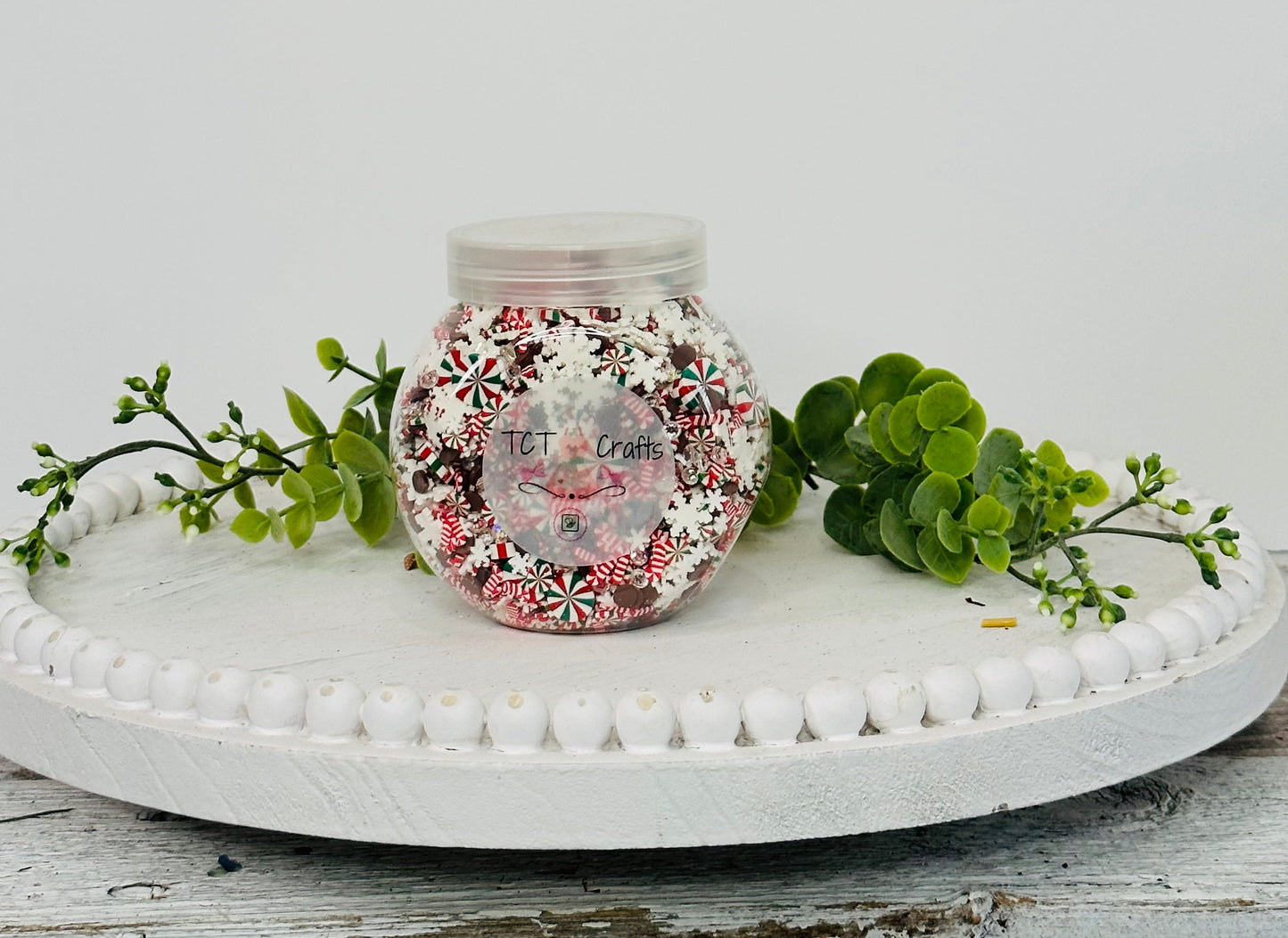 150g Christmas Holiday Polymer Clay Sprinkle Mix - Red, White, Green Peppermints & Candy Canes - Perfect for Fake Bakes, Clay Art, Slime - Festive and Joyful