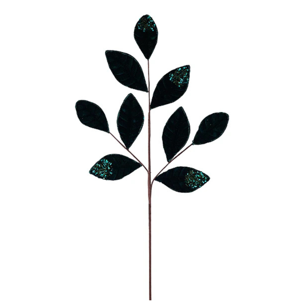 Hunter Green Velvet Glitter Magnolia Leaf Spray | Luxe Christmas Stem | 27" x 9 Leaves-XS255212 Craig Bachman