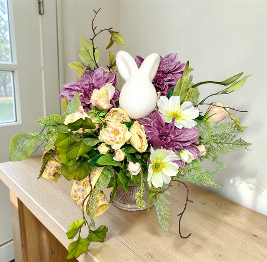 Easter Bunny Floral Arrangement Spring Garden Centerpiece TCT Crafts