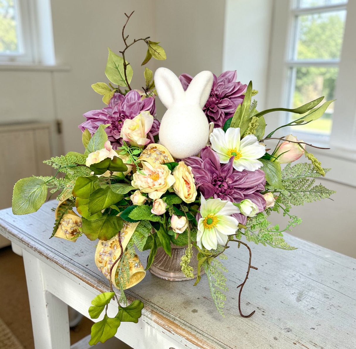 Easter Bunny Floral Arrangement Spring Garden Centerpiece TCT Crafts