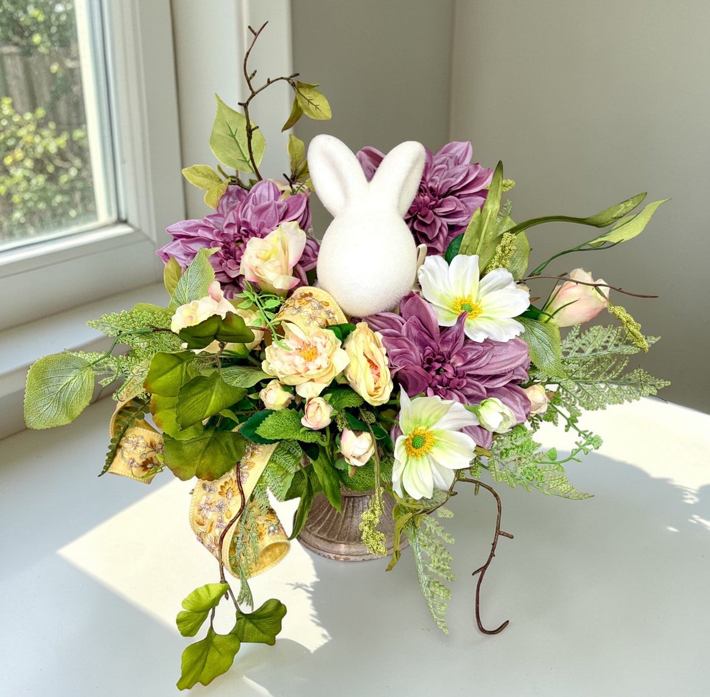 Easter Bunny Floral Arrangement Spring Garden Centerpiece TCT Crafts