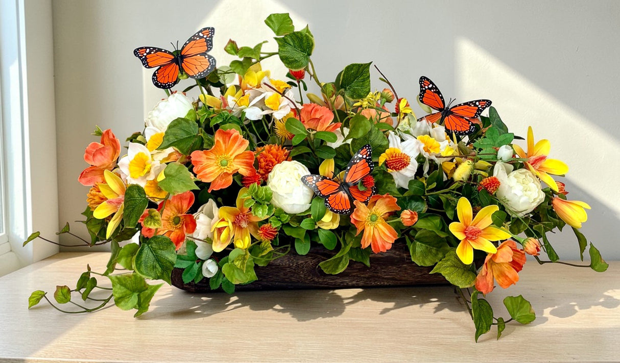 Spring Butterfly Dough Bowl Centerpiece Summer Floral Arrangement TCT Crafts