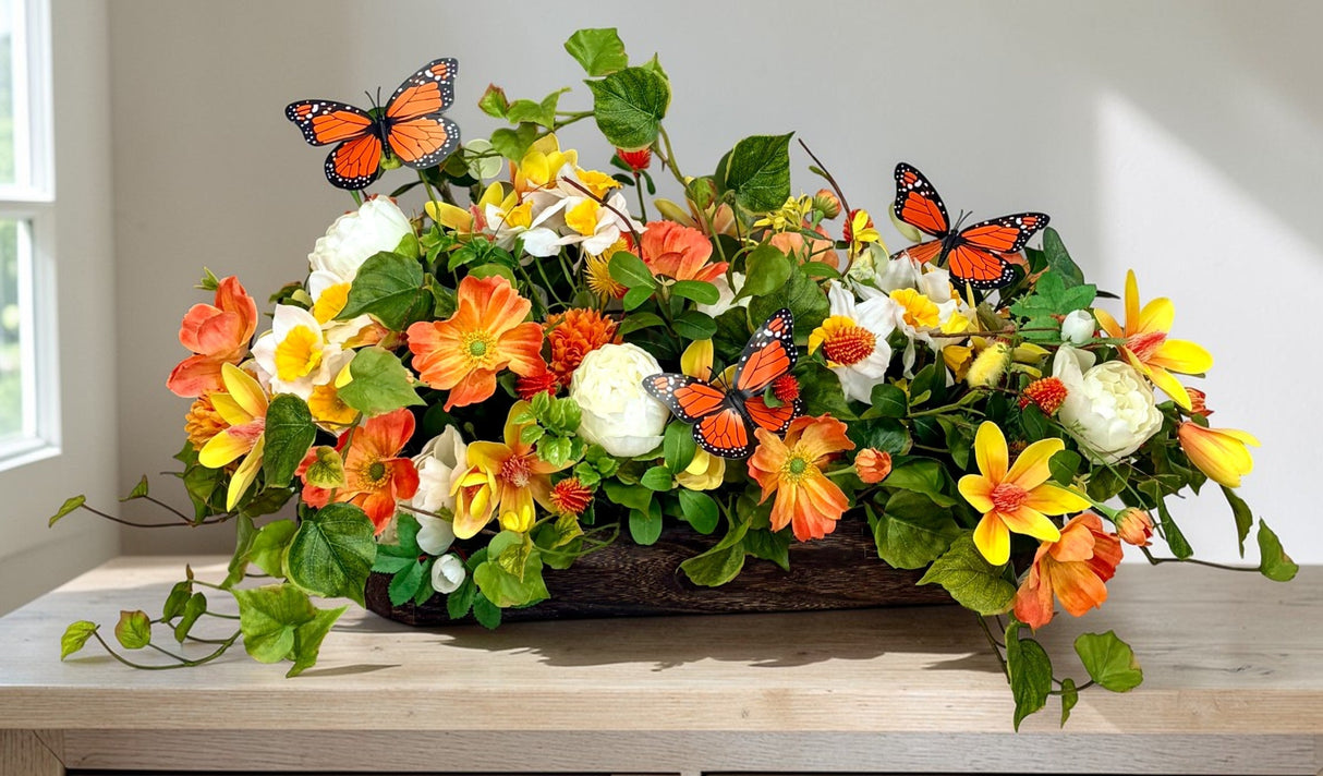 Spring Butterfly Dough Bowl Centerpiece Summer Floral Arrangement TCT Crafts