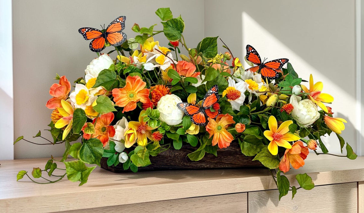 Spring Butterfly Dough Bowl Centerpiece Summer Floral Arrangement TCT Crafts