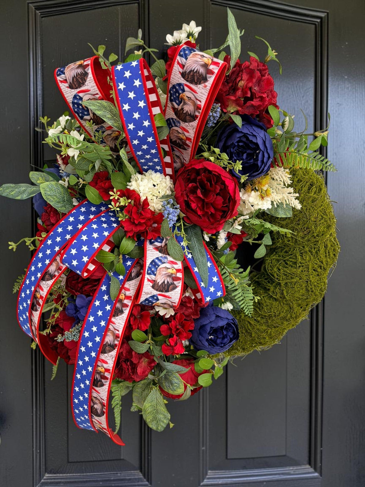 Patriotic Moss Wreath for Red White Blue Summer Front Door Decor TCT Crafts