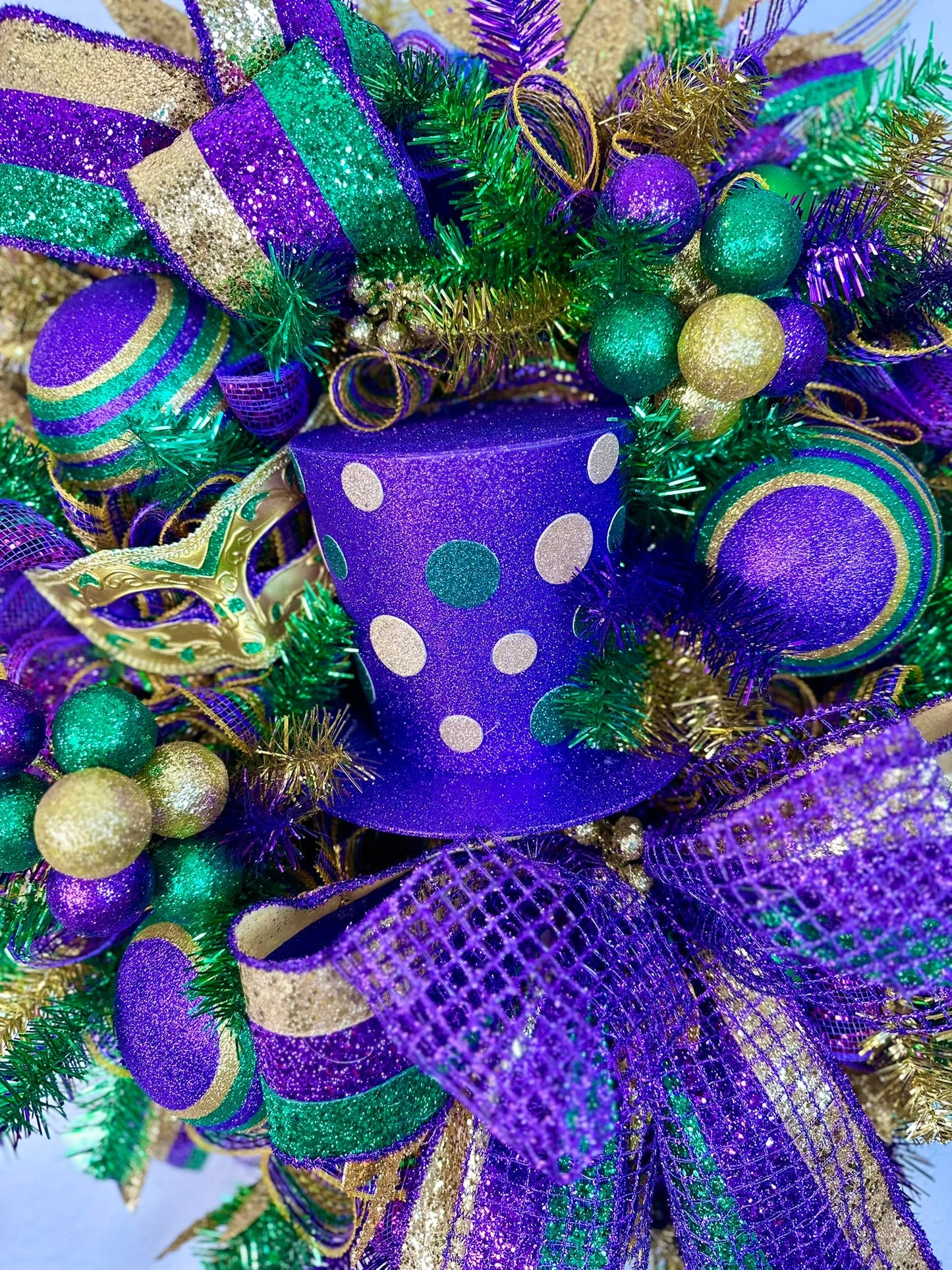 Purple, Gold, & Green Mardi Gras Top Hat door wreath- TCT1463 TCT Crafts