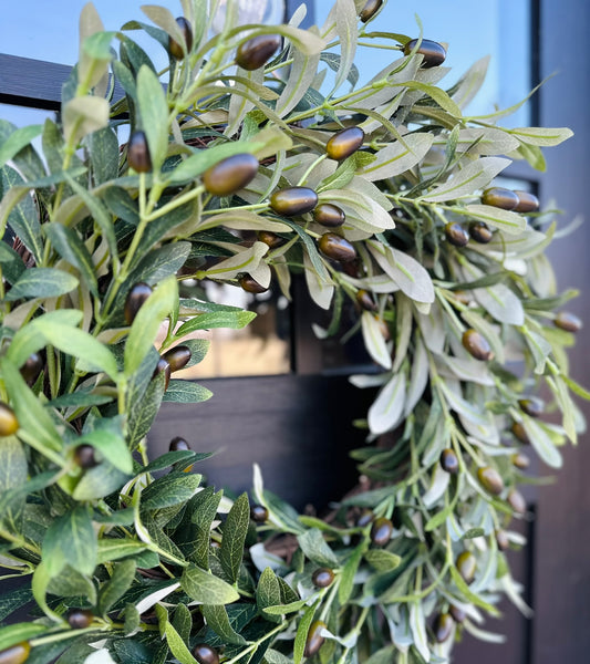 Olive Branch Wreath for Front Door | Farmhouse Greenery Wreath | Year-Round Grapevine Wreath in Multiple Sizes