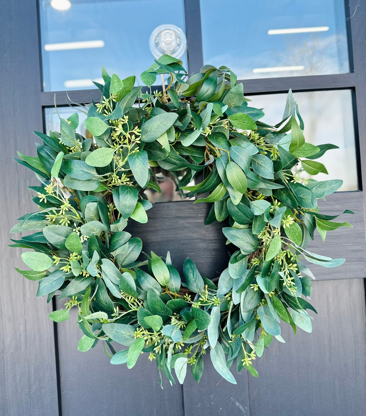Artificial Seeded Eucalyptus Wreath | Everyday Greenery Wreath for Front Door