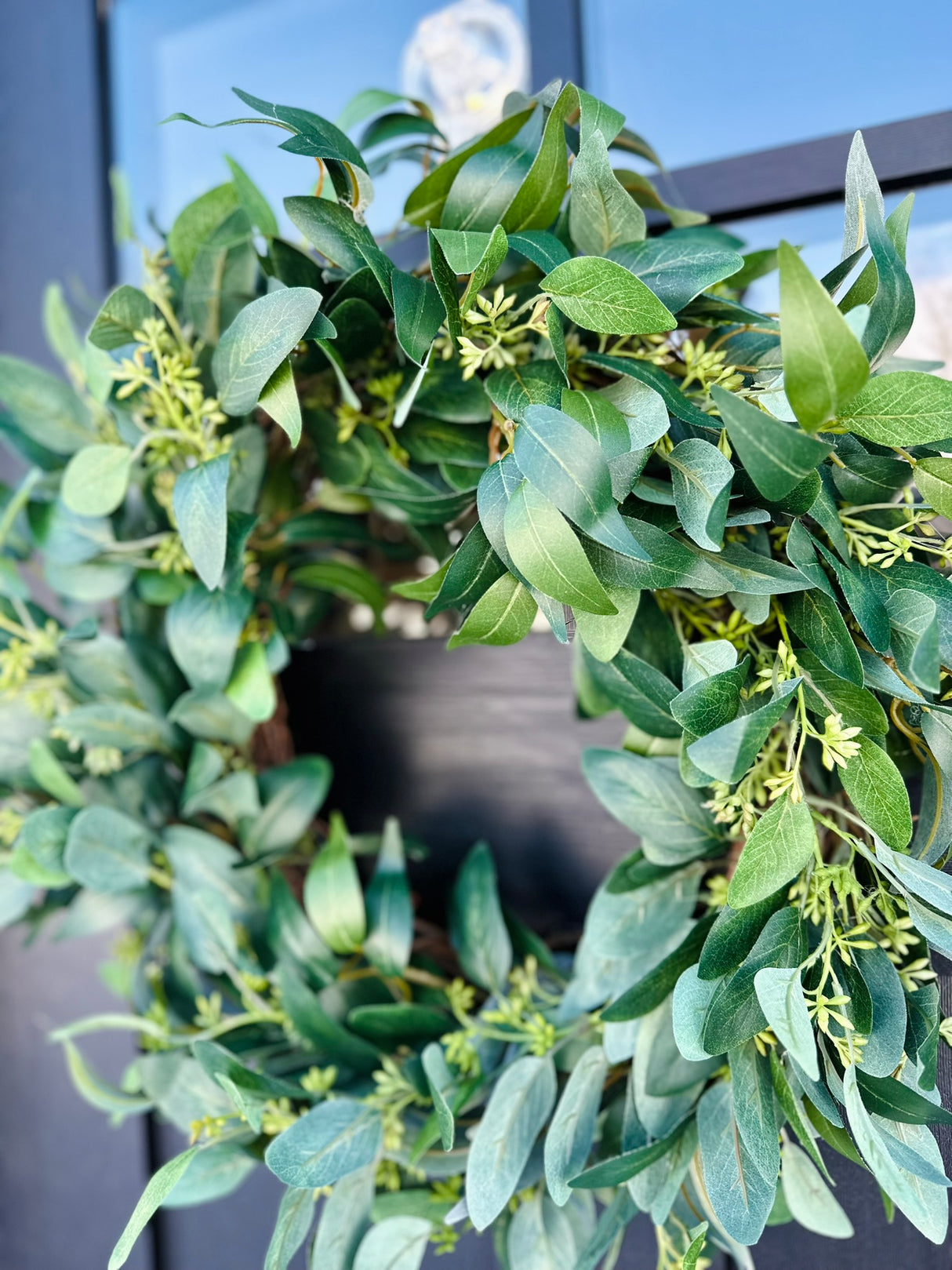 Artificial Seeded Eucalyptus Wreath | Everyday Greenery Wreath for Front Door