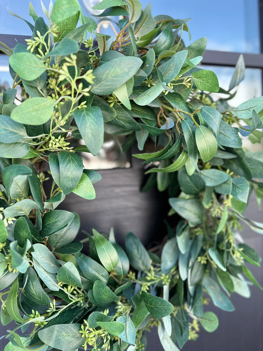 Artificial Seeded Eucalyptus Wreath | Everyday Greenery Wreath for Front Door