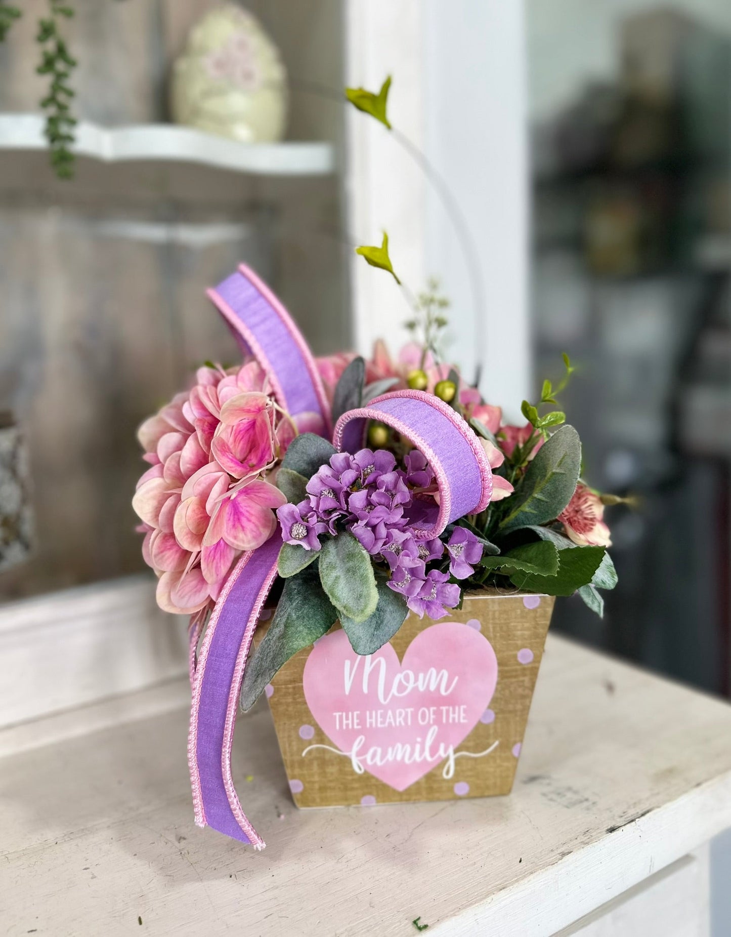 Mother's Day Spring Pink & Purple Floral Arrangement TCT Crafts