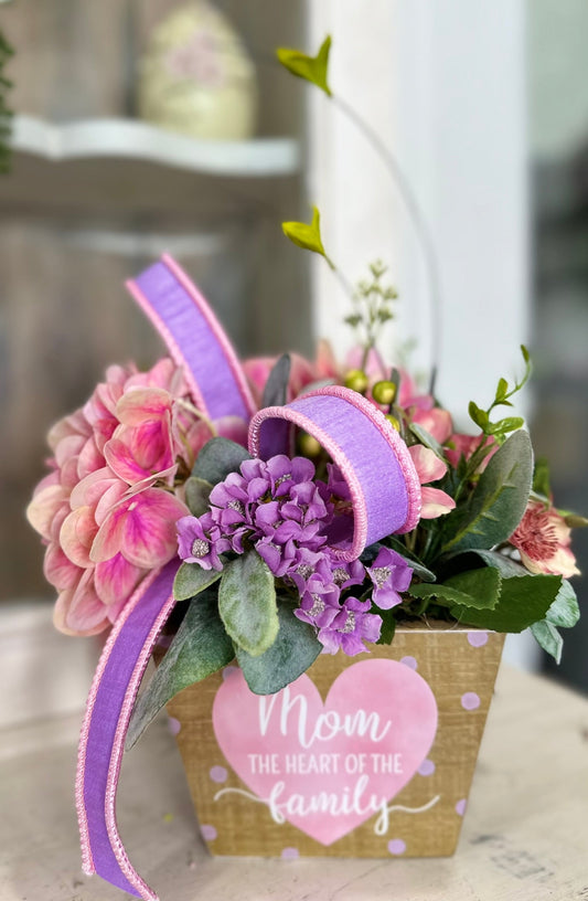 Mother's Day Spring Pink & Purple Floral Arrangement TCT Crafts