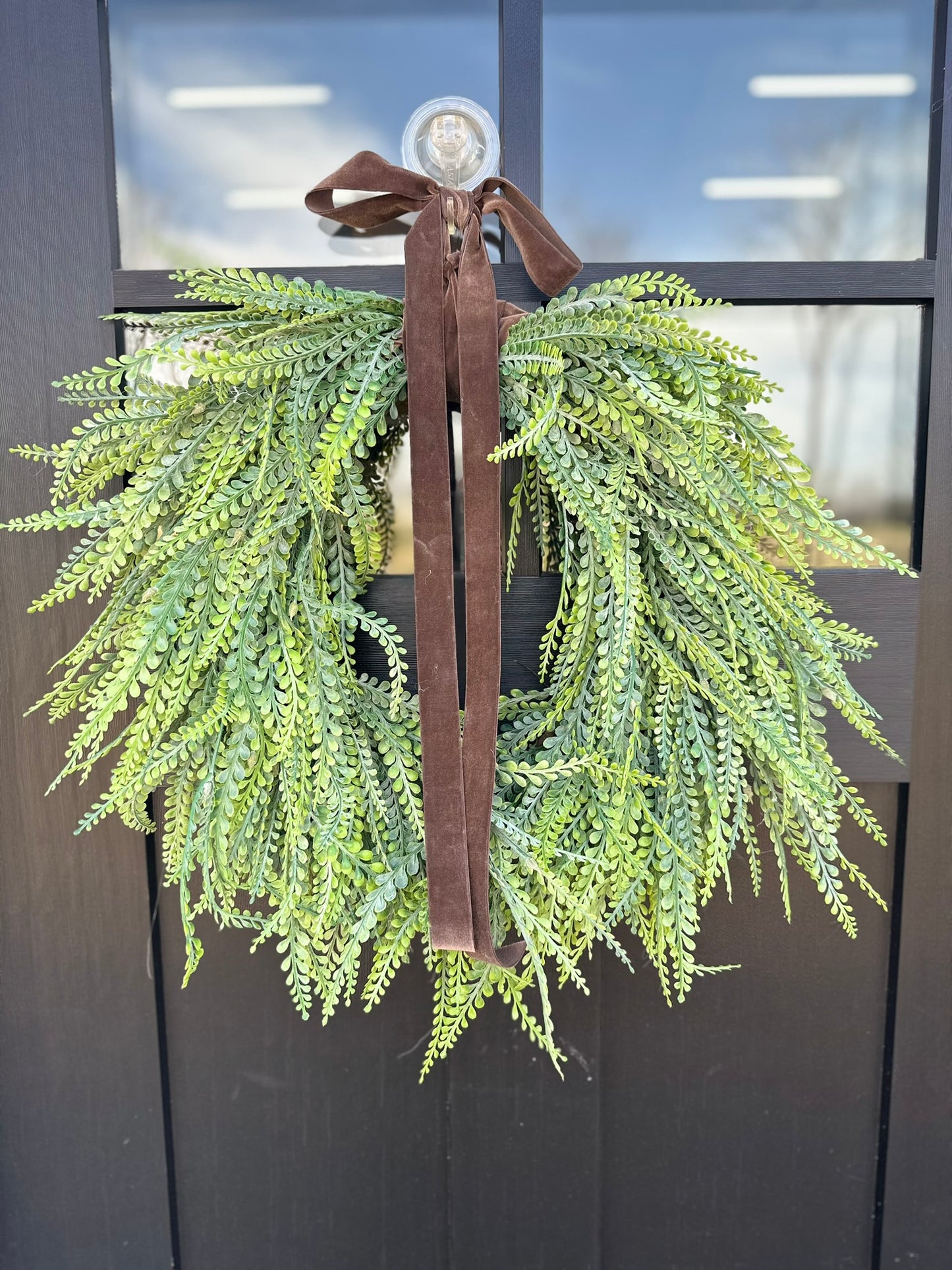 Artificial Fern Bead Grass Grapevine Wreath for Front Door