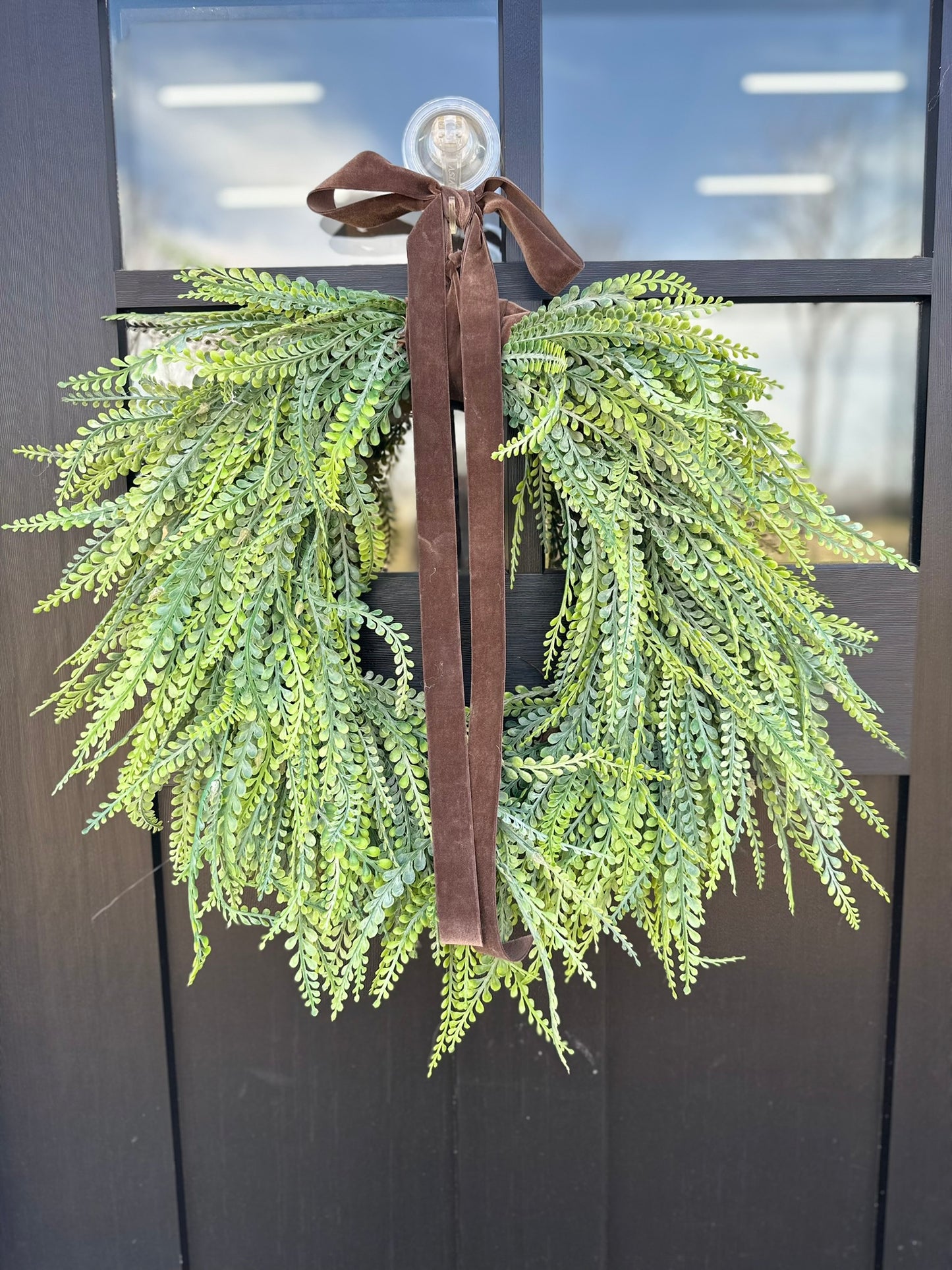 Artificial Fern Bead Grass Grapevine Wreath for Front Door