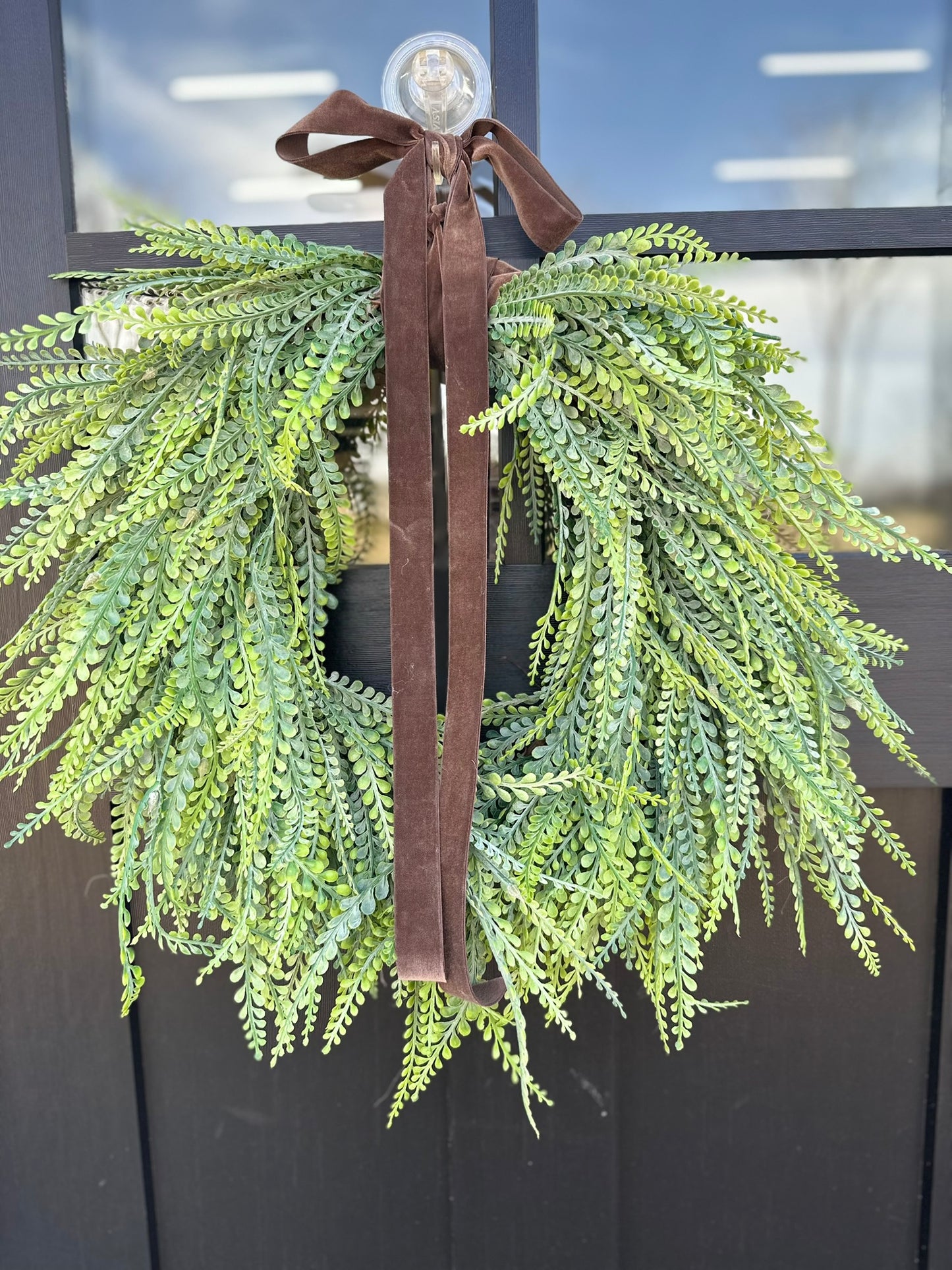 Artificial Fern Bead Grass Grapevine Wreath for Front Door