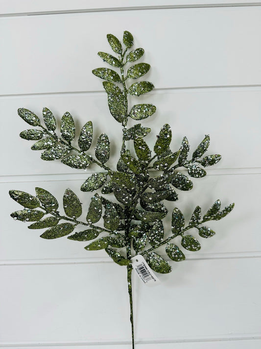 21"L Sage Green Glitter Honey Locust Spray - Sparkly Floral Holiday Decoration-XS216979 TCT Crafts