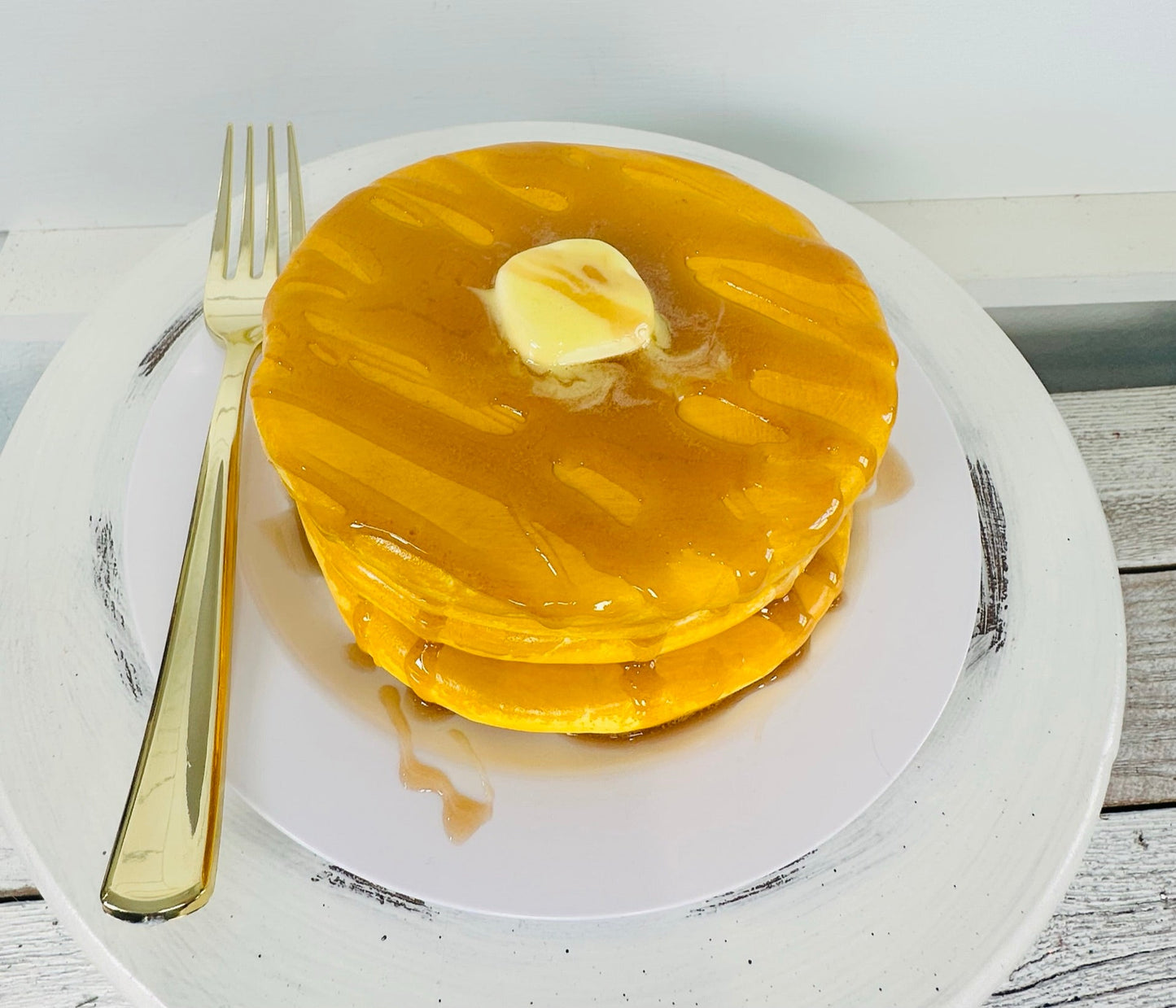 Realistic Fake Pancake Stack Display with Faux Butter & Syrup - Non-Edible Decorative Prop TCT Crafts