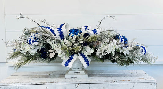 Elegant Blue & White Christmas Decor: Centerpiece or Door Swag, Tablescape, Coffee Table Decor- Handmade Home Decor-TCT1673 TCT Crafts