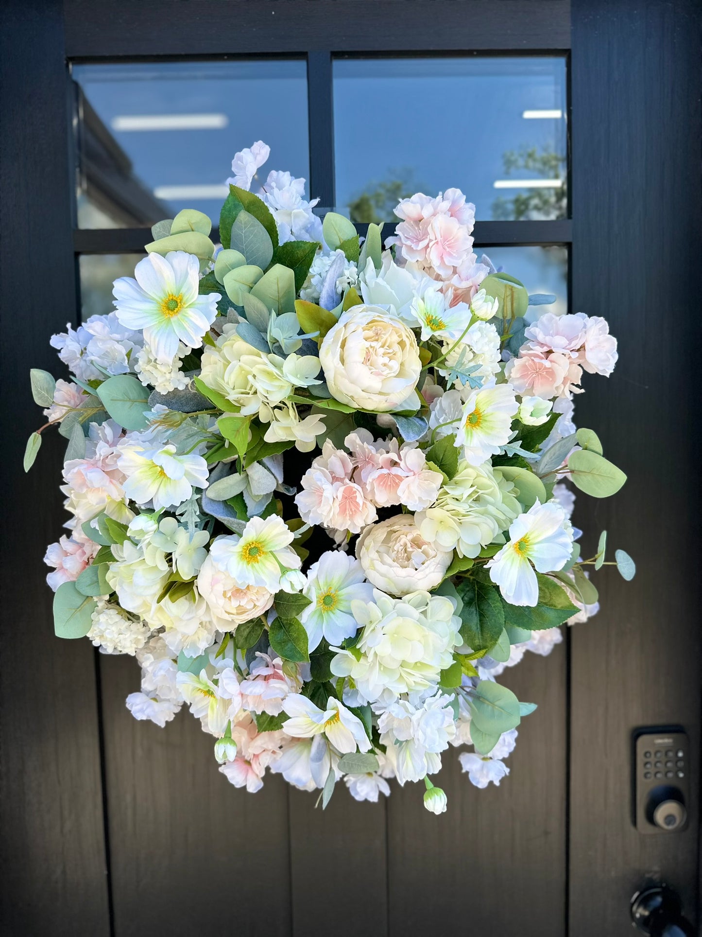 Cream & Peach Faux Floral Wreath – 26" Elegant Wreath for Wedding, Shower, or Spring Decor