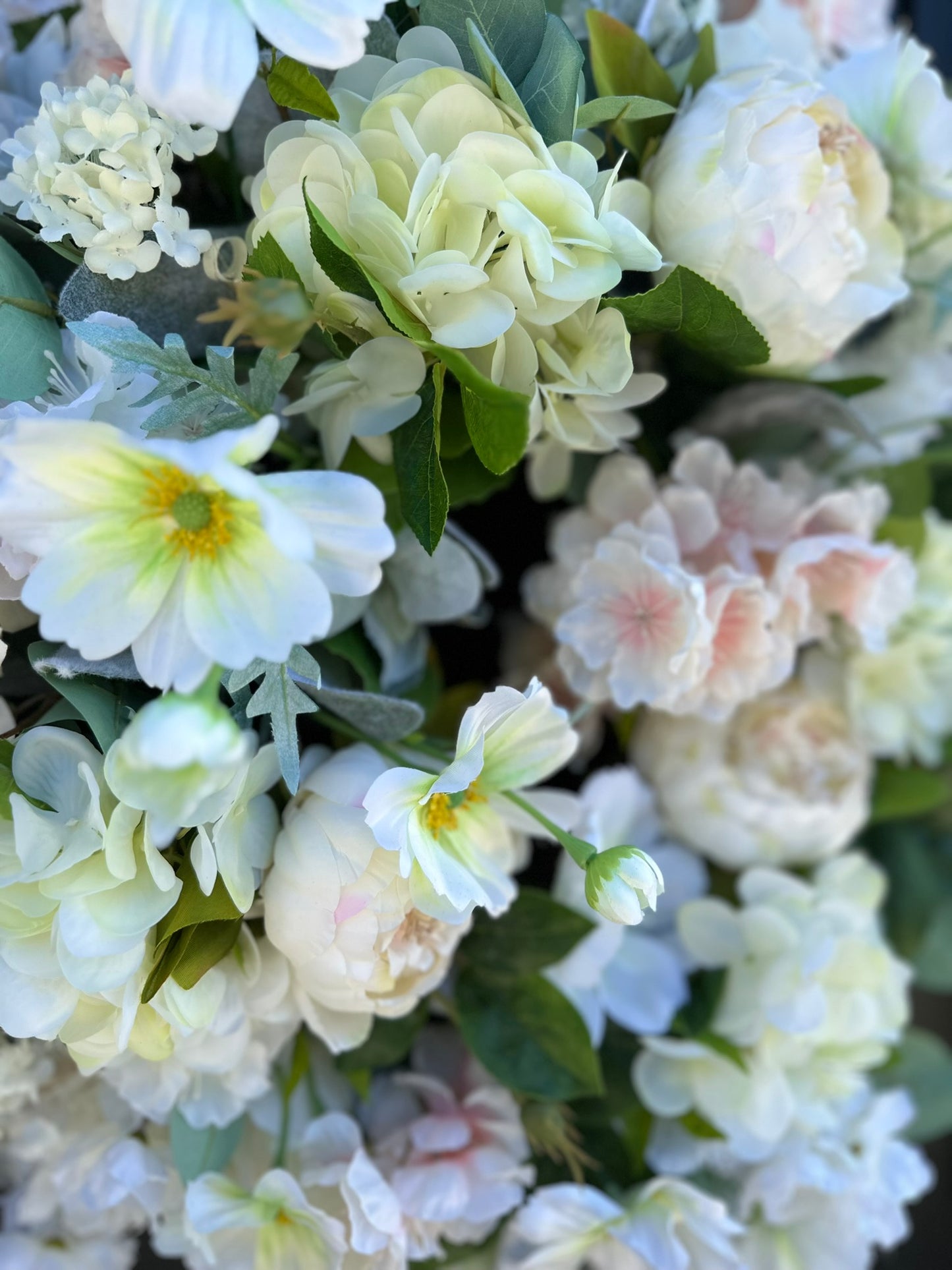 Cream & Peach Faux Floral Wreath – 26" Elegant Wreath for Wedding, Shower, or Spring Decor