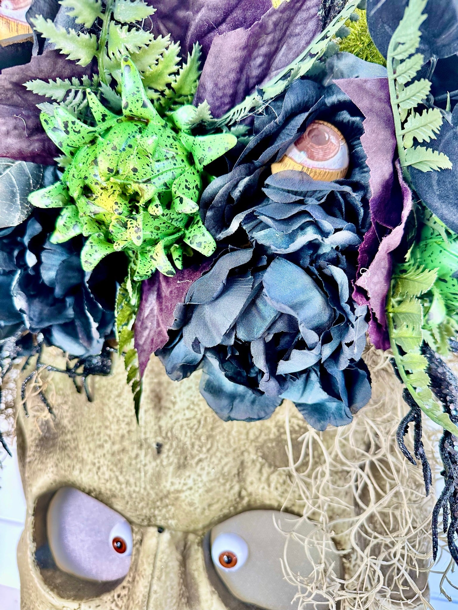Animated 36x24" Skull Porch Decor | Motion-Sensor Lights and Music | Black Roses & Velvet Vines | Spooky Halloween Accent-TCT1678 TCT Crafts