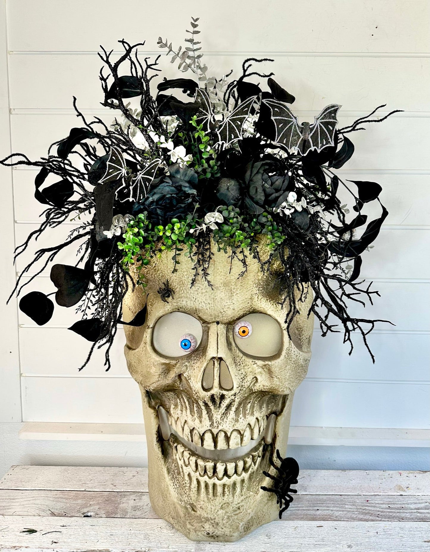 Animated 36x24" Skull Porch Decor | Motion-Sensor Lights and Music | Black Roses & Velvet Vines | Spooky Halloween Accent-TCT1677 TCT Crafts