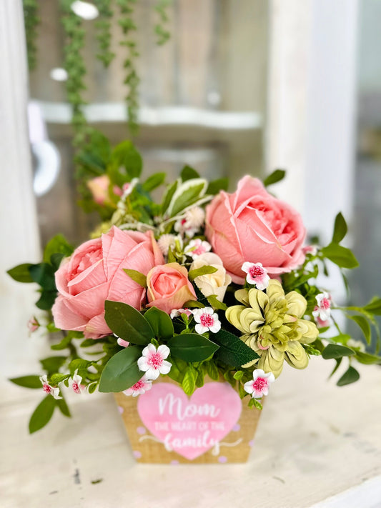 Pink Rose & Dahlia Faux Flower Gift for Mom – Mother’s Day or Birthday Decor TCT Crafts