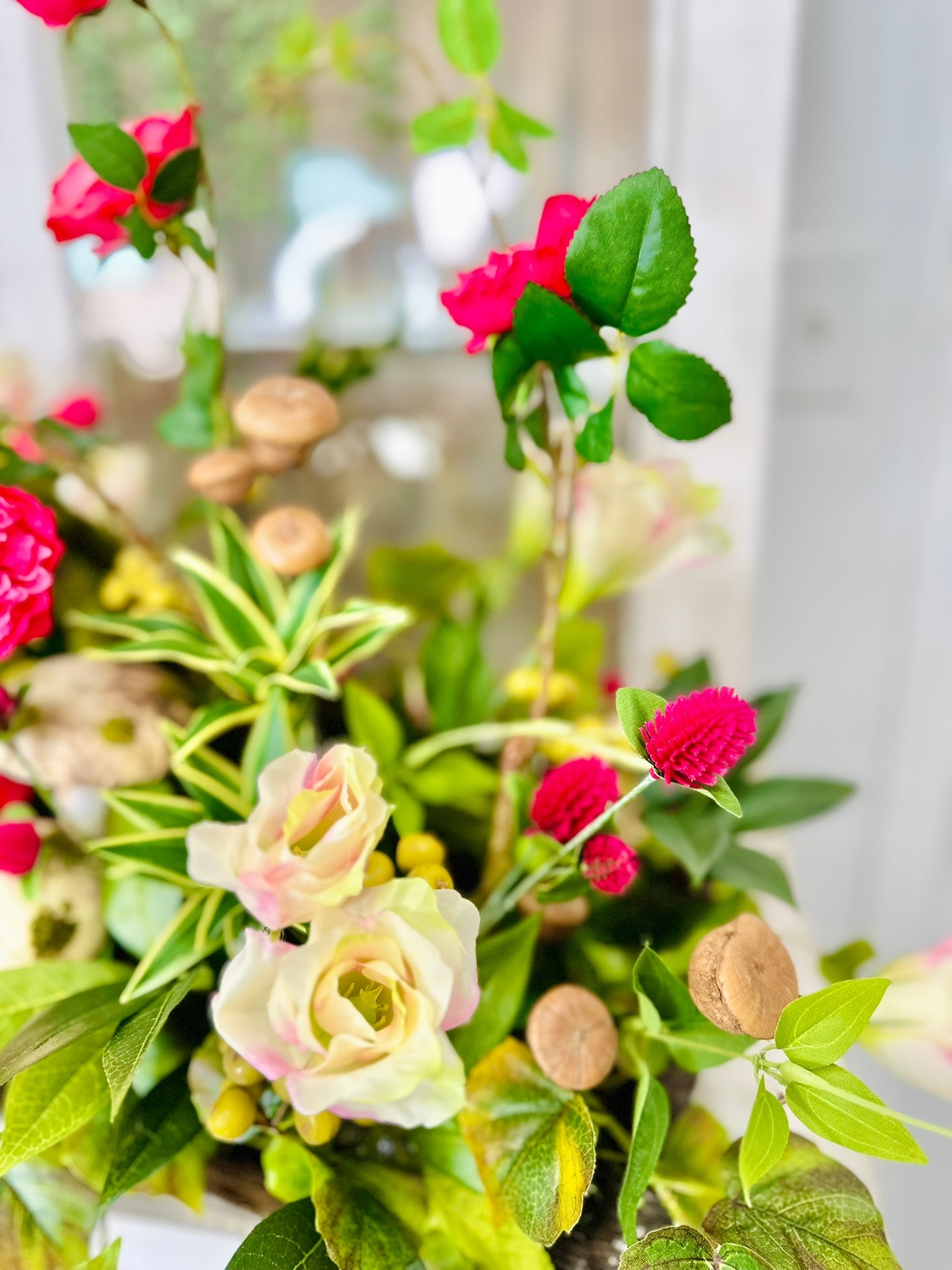Whimsical Faux Rose & Mushroom Centerpiece Arrangement TCT Crafts