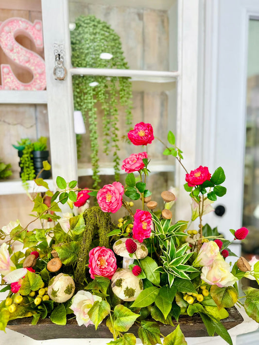 Whimsical Faux Rose & Mushroom Centerpiece Arrangement TCT Crafts
