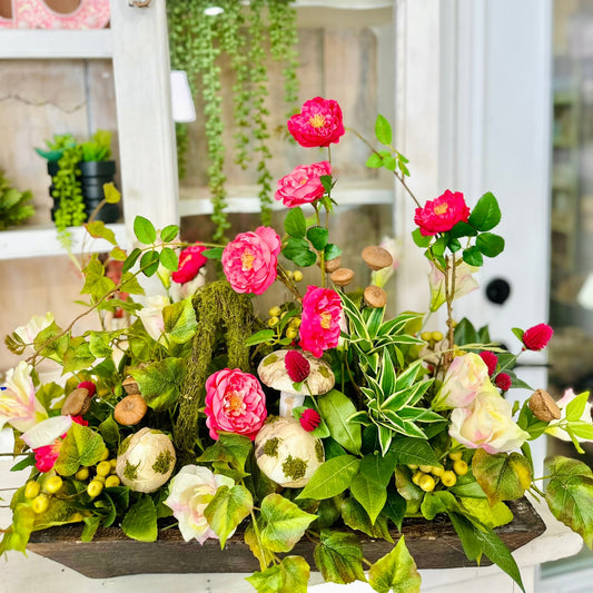 Whimsical Faux Rose & Mushroom Centerpiece Arrangement TCT Crafts