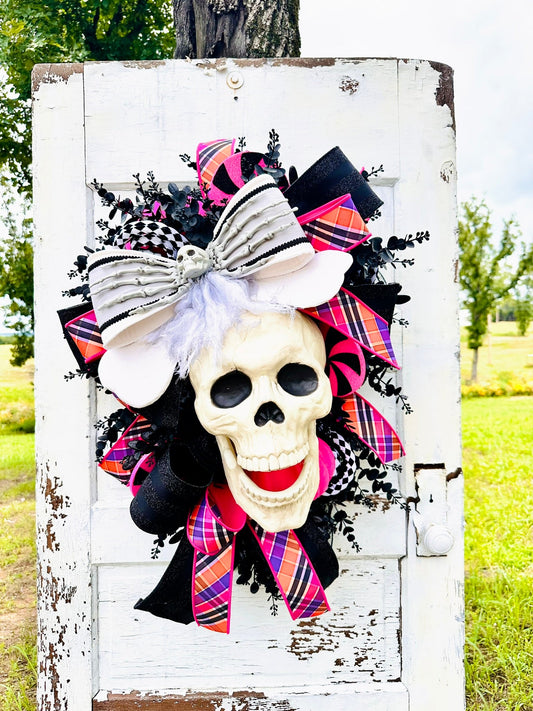Pink Halloween Skull Swag – Fun Door Decor for Spooky Season TCT Crafts