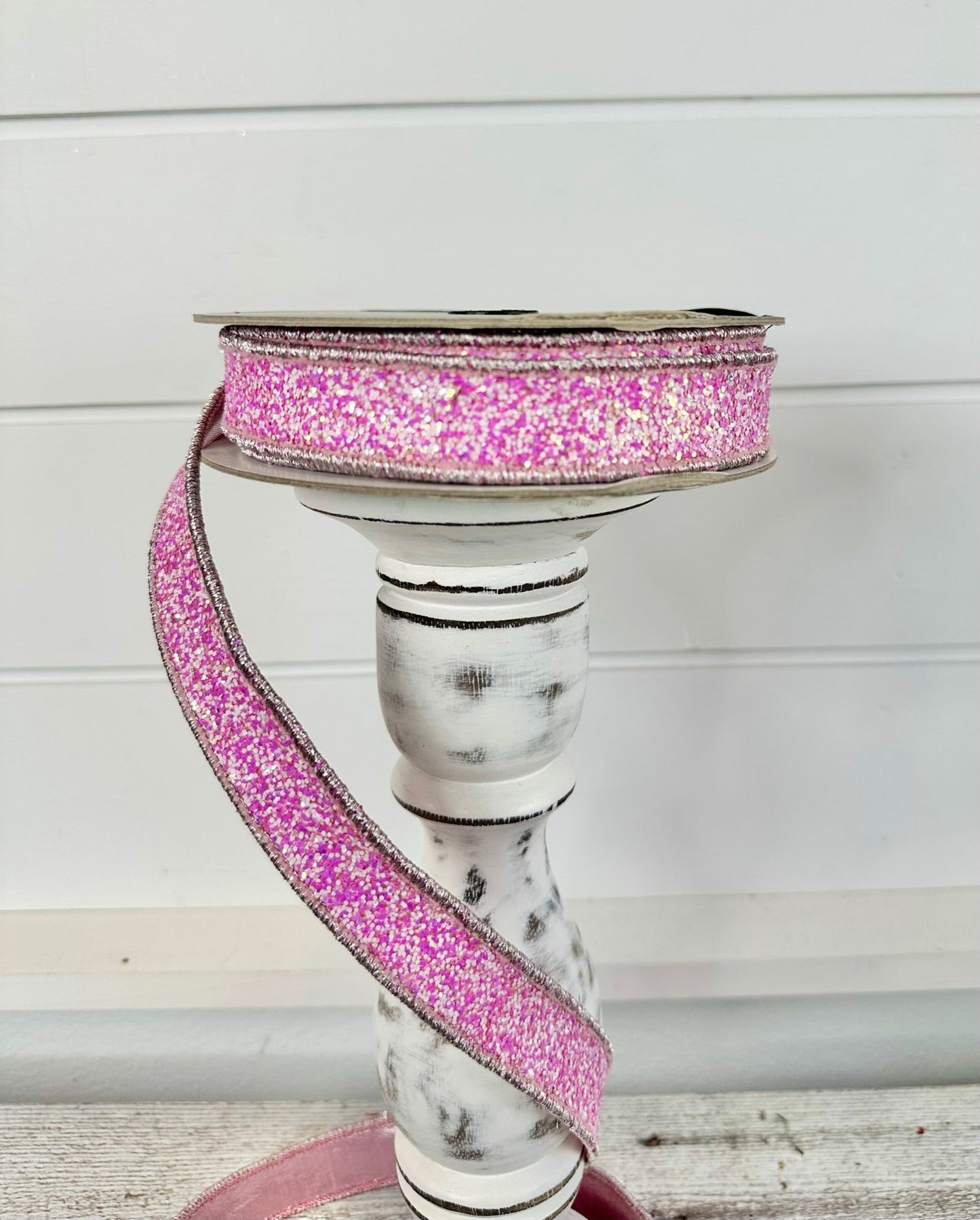 1"x10 yards Designer Farrisilk Sparkly Pixie Dust Wired Ribbon in Light Pink by TCT Crafts - Whimsical Elegance-RK323-14 Farrisilk