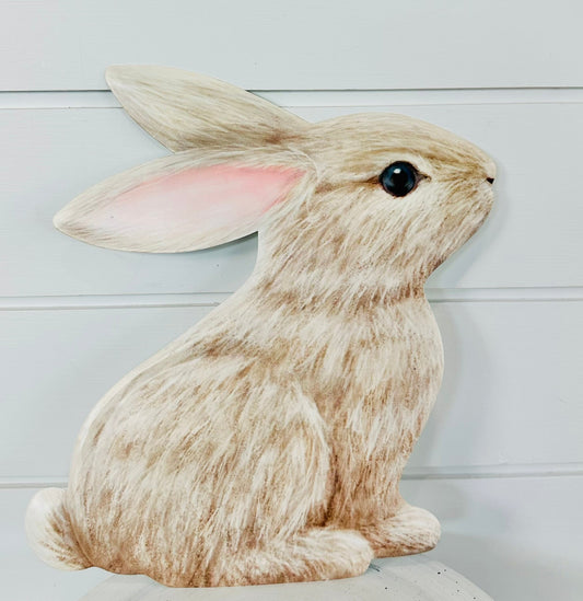 12"Hx11.2"L Metal Sitting Tan Bunny Sign - Adorable Easter Decor - TCT Crafts - MD105304 TCT Crafts