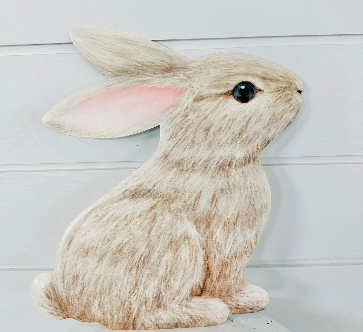 12"Hx11.2"L Metal Sitting Tan Bunny Sign - Adorable Easter Decor - TCT Crafts - MD105304