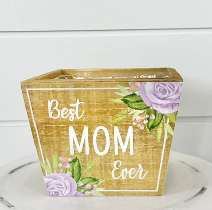 5.75"x4.25"H Wooden Mother's Day Planter with Liner - Choice of 3 Styles - TCT Crafts -KM1143