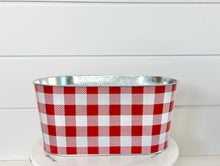 Load image into Gallery viewer, 10.25&quot;x5.25&quot;W Galvanized Metal Check Planter - Red/White Check - TCT Crafts - KE216774