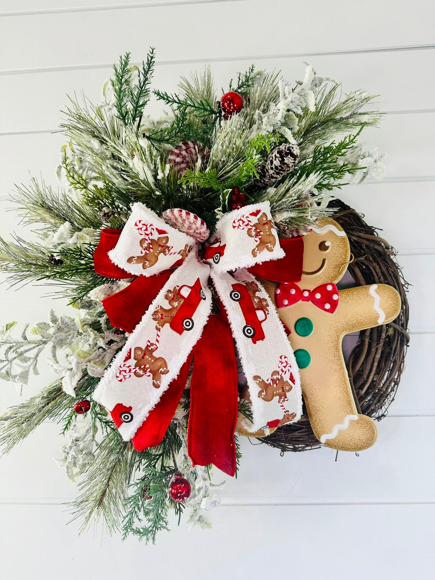 Handcrafted Gingerbread Boy Christmas Wreath