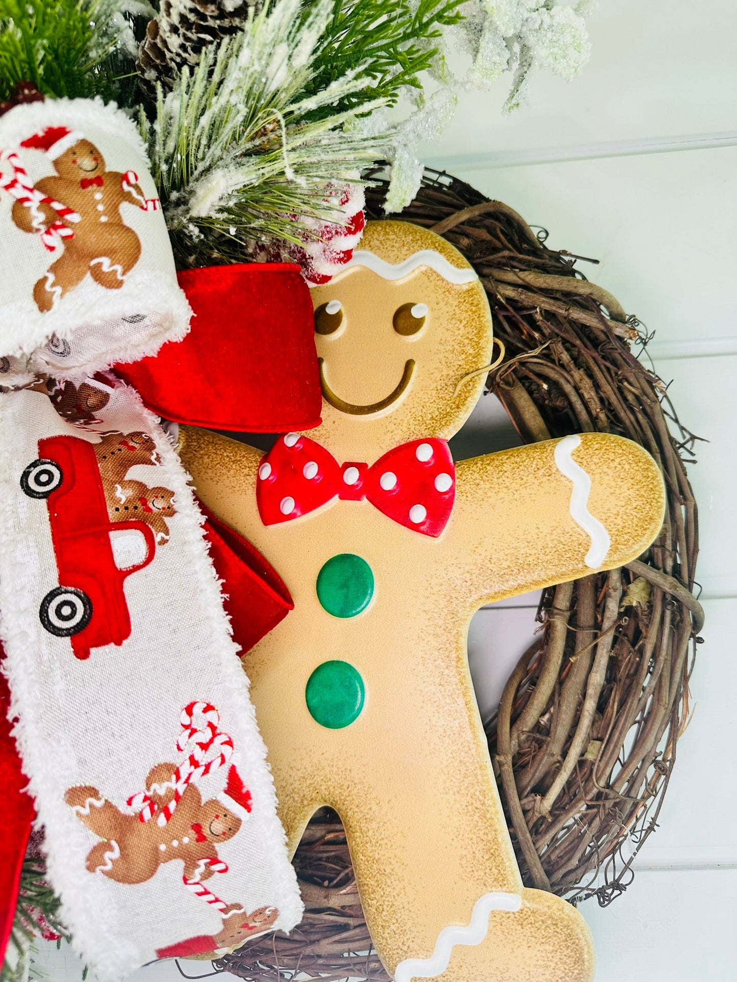 Handcrafted Gingerbread Boy Christmas Wreath